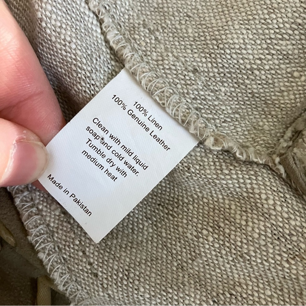 Jakett New York Linen & Leather Beige Bohemian Jacket size XS - Picture 12 of 12